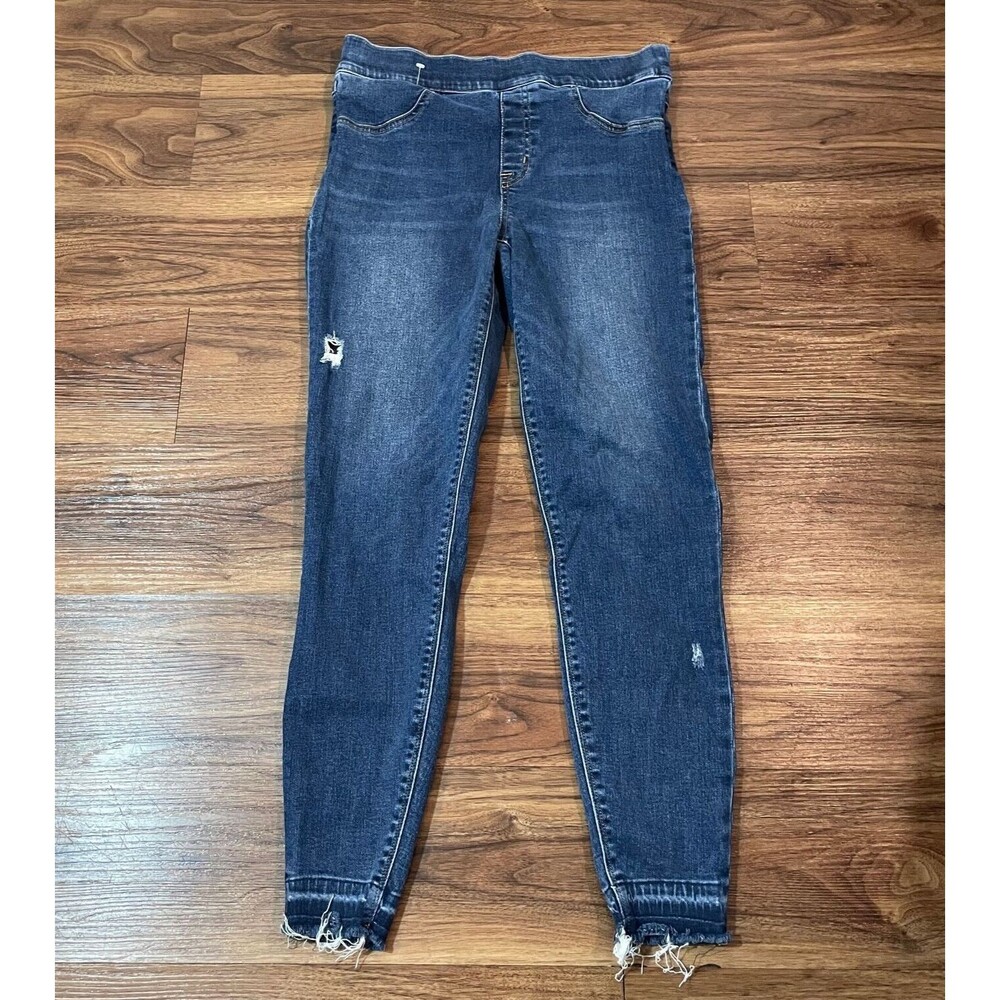 Spanx Womens M Distressed Skinny Jeans Distressed Raw Hem Cotton Jegging Style
